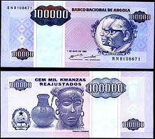*100 000 Kwanzas Reajustados Angola 1995 UNC - Kliknutím na obrázok zatvorte -